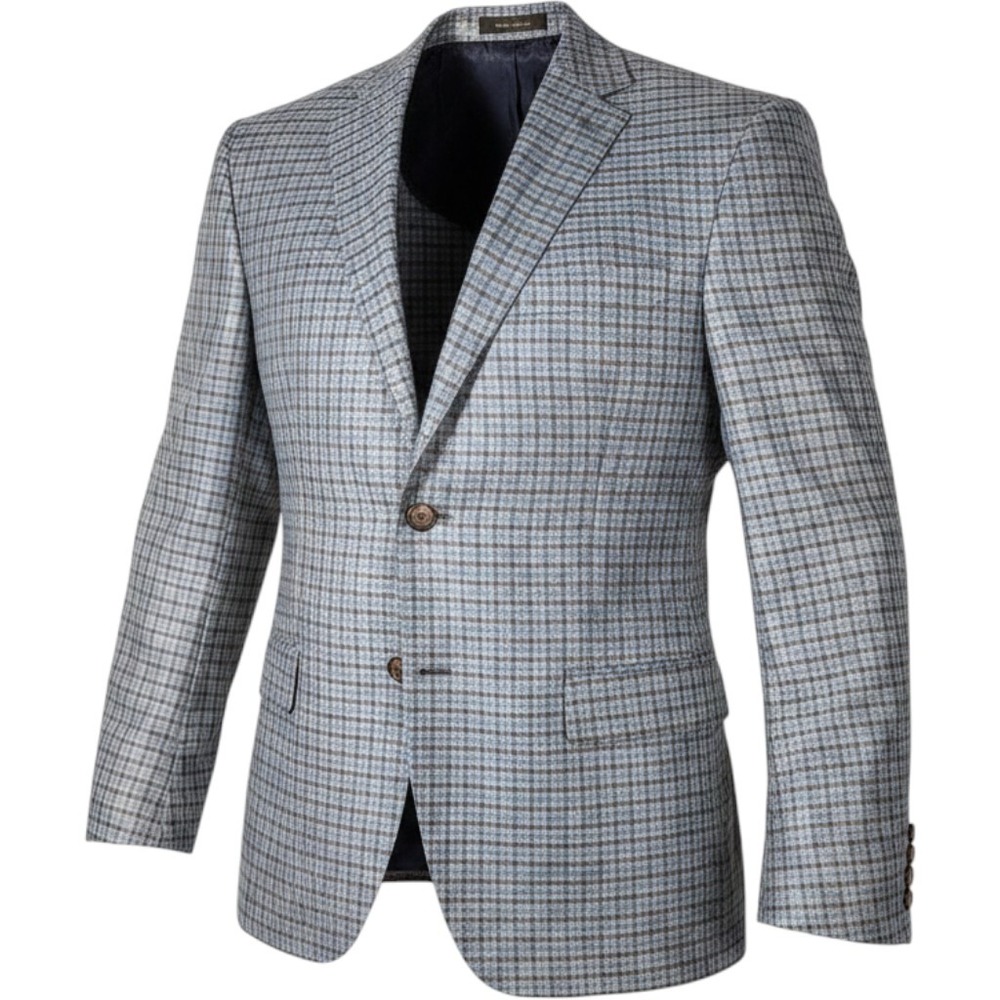 Lauren Ralph Lauren Blazer Mens 44S Blue Wool Silk Linen Glen Plaid Sport Coat